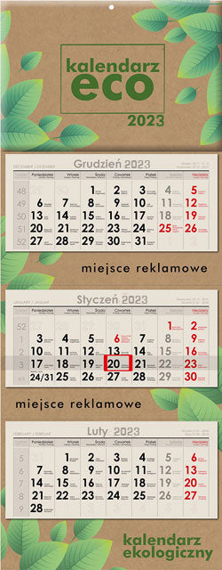Kalendarz ścienny trójdzielny dla biur nieruchomości z logiem agencji - wzór 1 - 