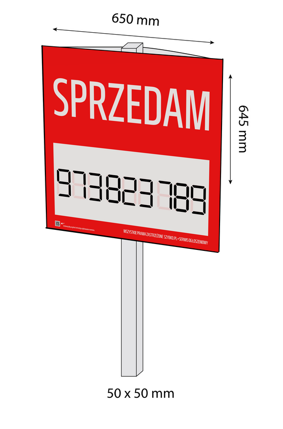 Baner reklamowy prosty SPRZEDAM - 1 sztuka, dostawa GRATIS, zobacz